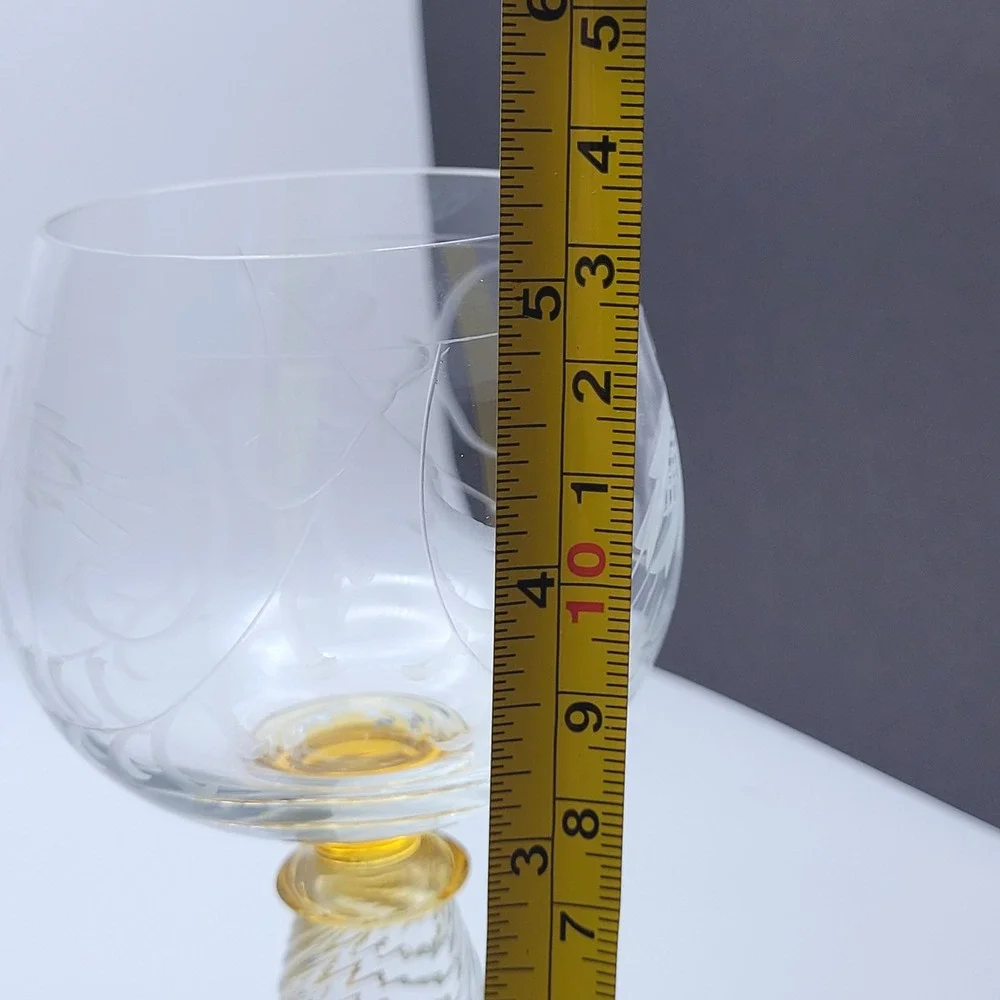 Theresienthal Pieroth Romer Twisted Stem Wine/Cordial Glass 1970s Germany Etched